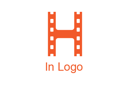 film reel forming letter h logo