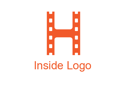 film reel forming letter h logo