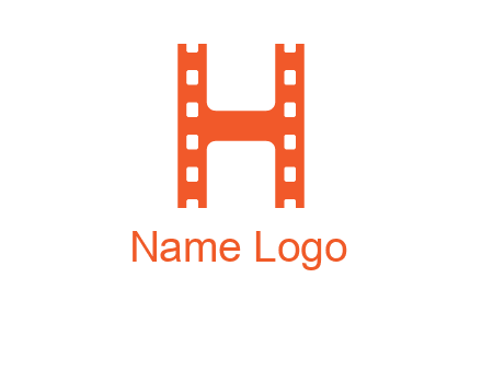 film reel forming letter h logo