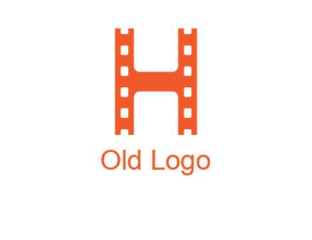 film reel forming letter h logo