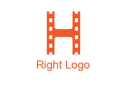 film reel forming letter h logo