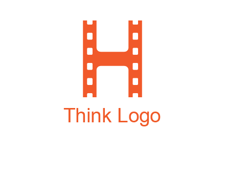 film reel forming letter h logo