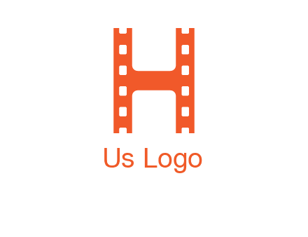 film reel forming letter h logo