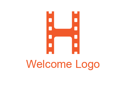 film reel forming letter h logo