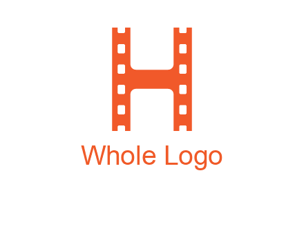film reel forming letter h logo