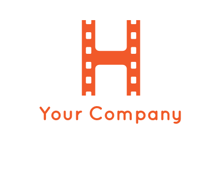 film reel forming letter h logo