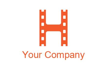 film reel forming letter h logo