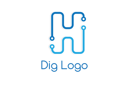 technology cables forming letter h logo