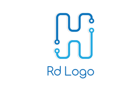 technology cables forming letter h logo