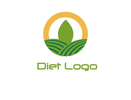 abstract tree and fields in circle logo