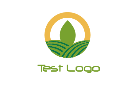 abstract tree and fields in circle logo