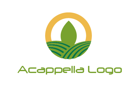 abstract tree and fields in circle logo
