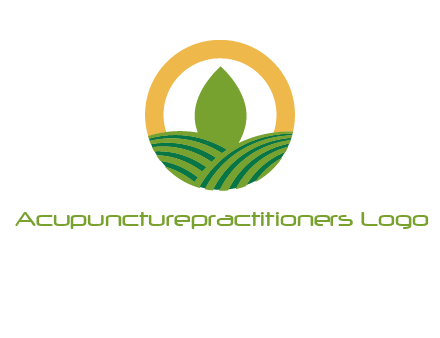 abstract tree and fields in circle logo