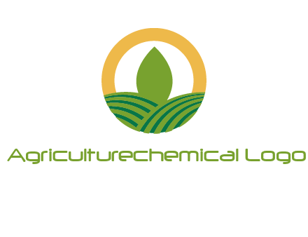 abstract tree and fields in circle logo
