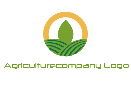 abstract tree and fields in circle logo