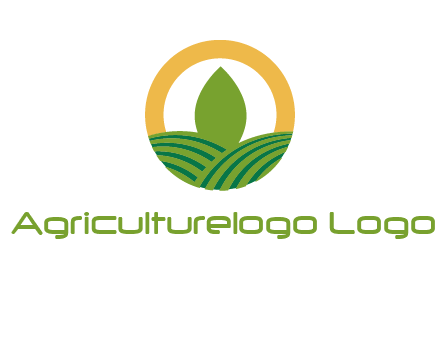 abstract tree and fields in circle logo