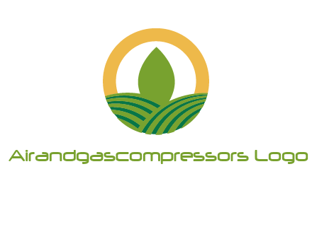 abstract tree and fields in circle logo