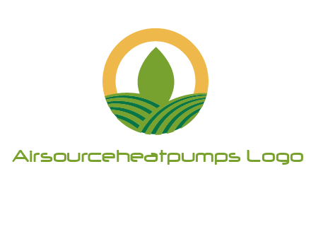 abstract tree and fields in circle logo