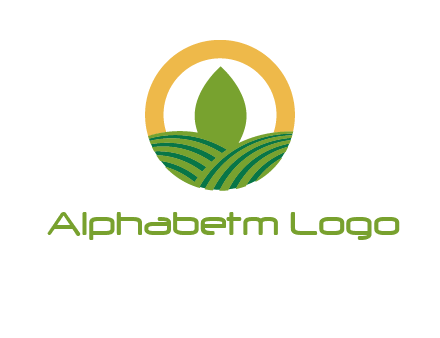 abstract tree and fields in circle logo