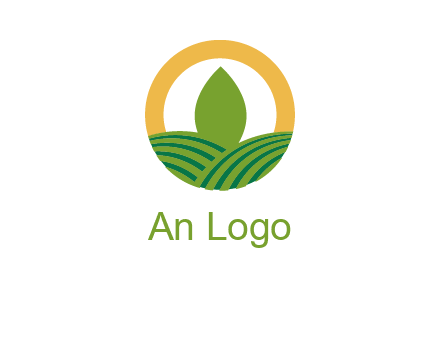 abstract tree and fields in circle logo