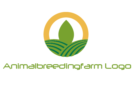 abstract tree and fields in circle logo
