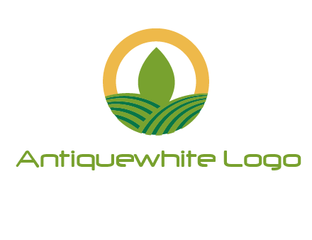 abstract tree and fields in circle logo