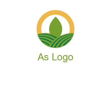 abstract tree and fields in circle logo