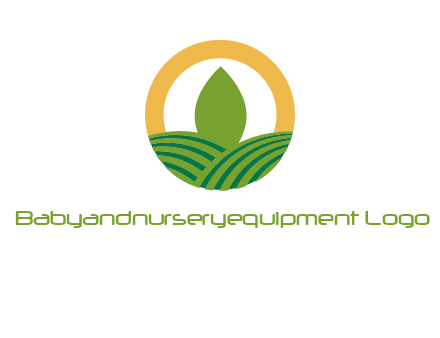 abstract tree and fields in circle logo