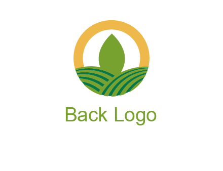 abstract tree and fields in circle logo