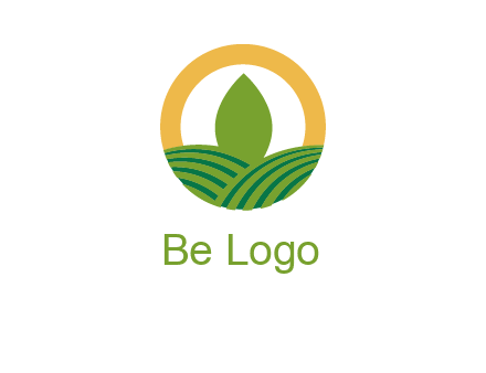 abstract tree and fields in circle logo
