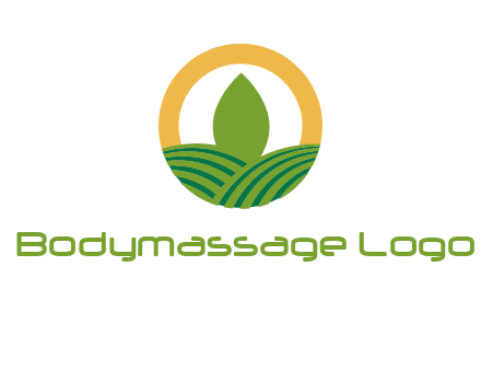 abstract tree and fields in circle logo