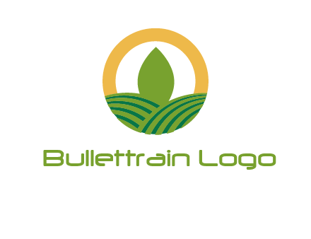 abstract tree and fields in circle logo
