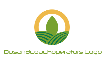 abstract tree and fields in circle logo