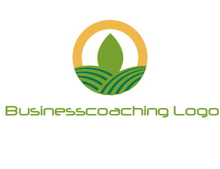 abstract tree and fields in circle logo