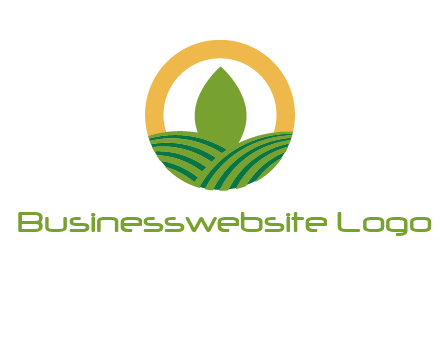 abstract tree and fields in circle logo