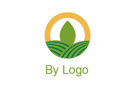 abstract tree and fields in circle logo
