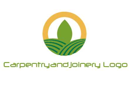 abstract tree and fields in circle logo
