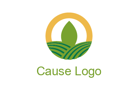 abstract tree and fields in circle logo