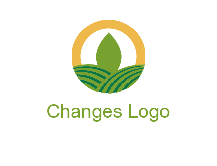 abstract tree and fields in circle logo