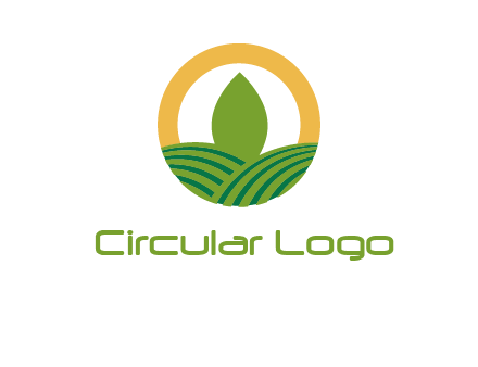 abstract tree and fields in circle logo