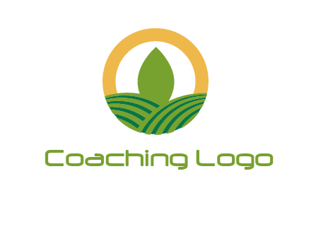 abstract tree and fields in circle logo