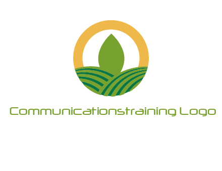 abstract tree and fields in circle logo