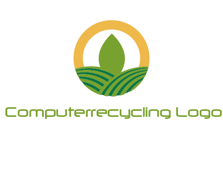 abstract tree and fields in circle logo
