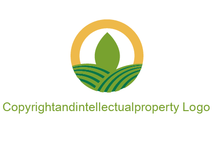 abstract tree and fields in circle logo