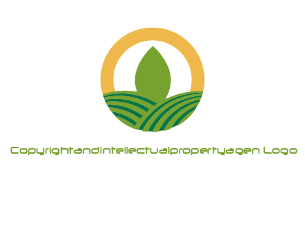 abstract tree and fields in circle logo