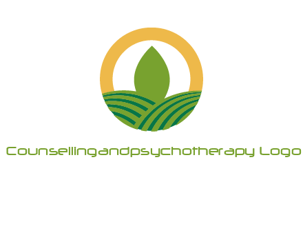 abstract tree and fields in circle logo