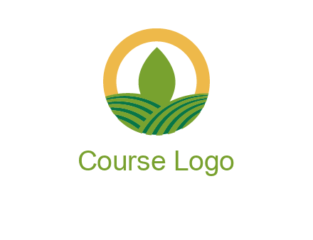 abstract tree and fields in circle logo