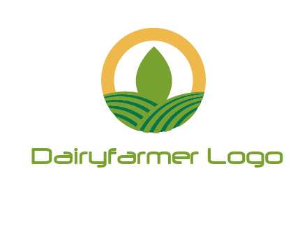 abstract tree and fields in circle logo