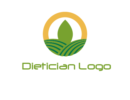 abstract tree and fields in circle logo
