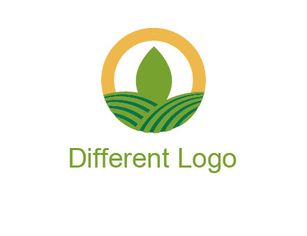 abstract tree and fields in circle logo